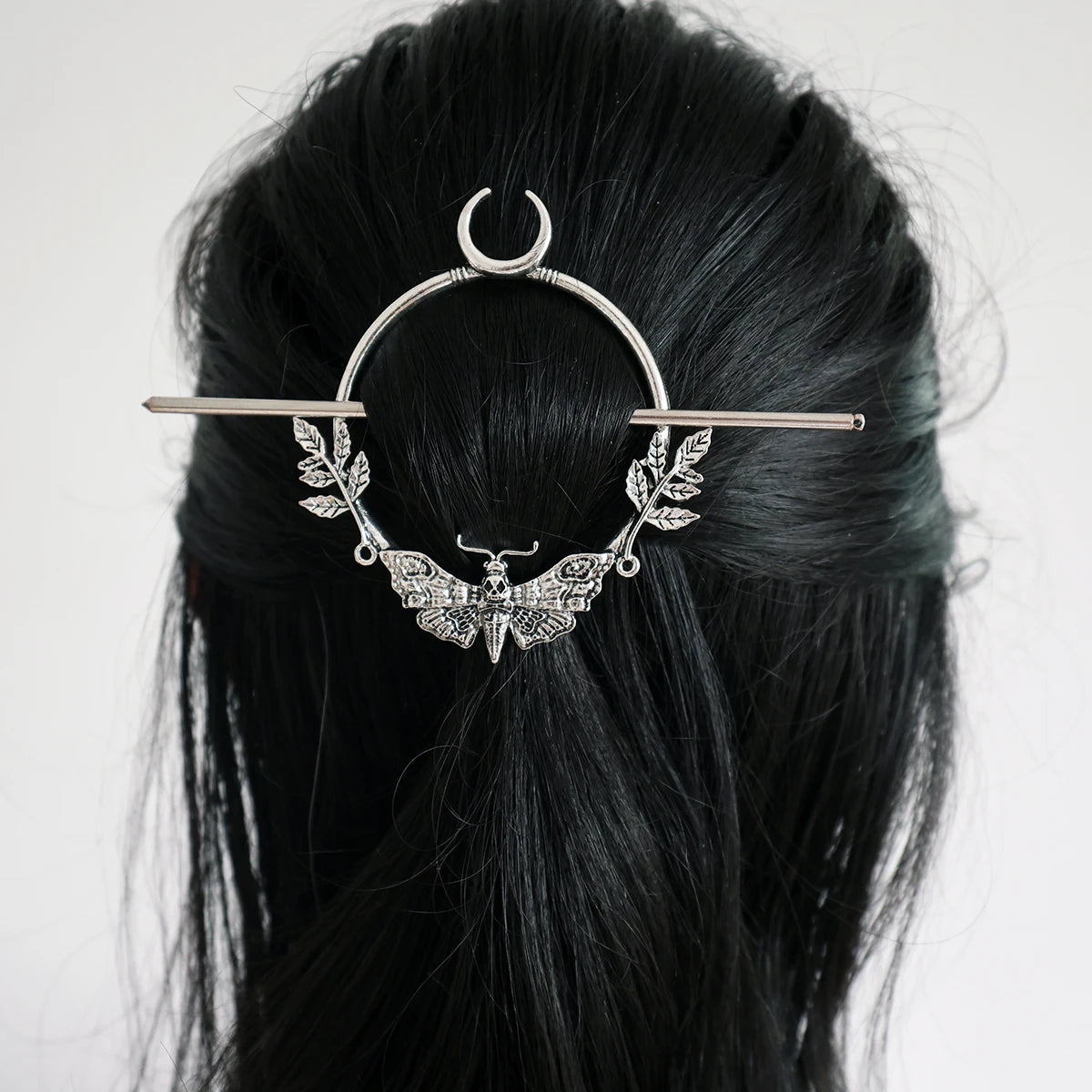 Woodland Goddess Crescent Moon Dragonfly Hair stick Fairy Moon Dragonfly Insect Hair Barrette Hairclip For women