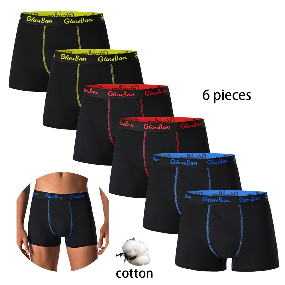 6pcs pack Black Boxer Shorts Men Underwear Soft Breathable Male Underpants for Men Homme Boxershorts