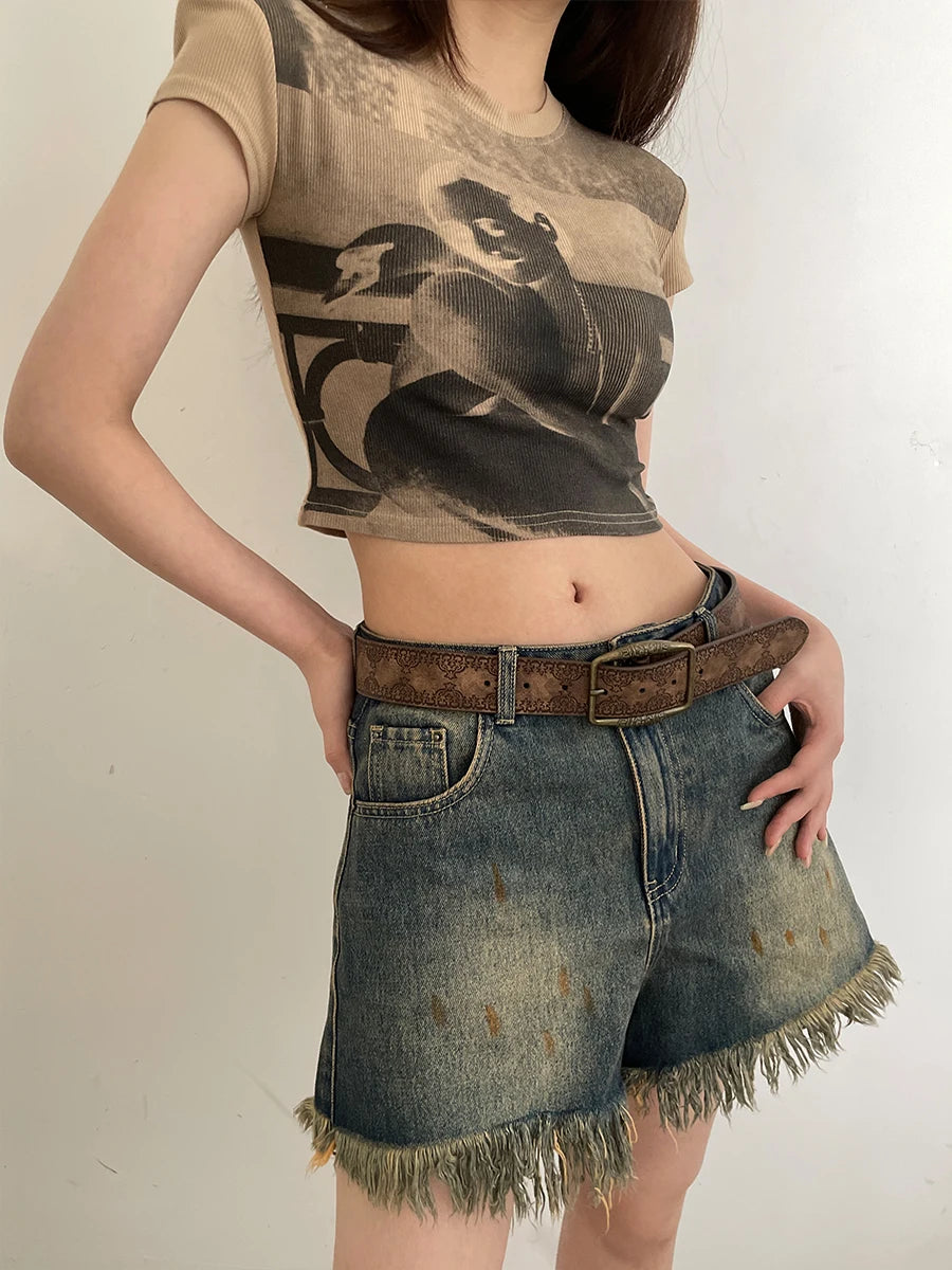 Retro  Belt WOMEN'S New National Wind Belt with Jeans Belt Senior Sense of Brown
