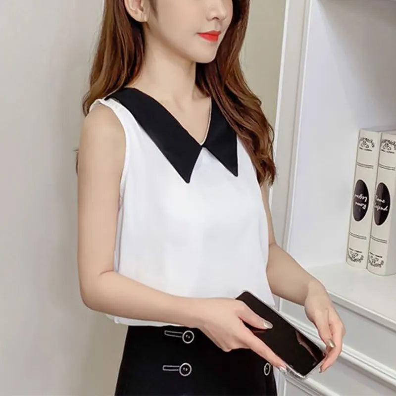 Sleeveless chiffon shirt
