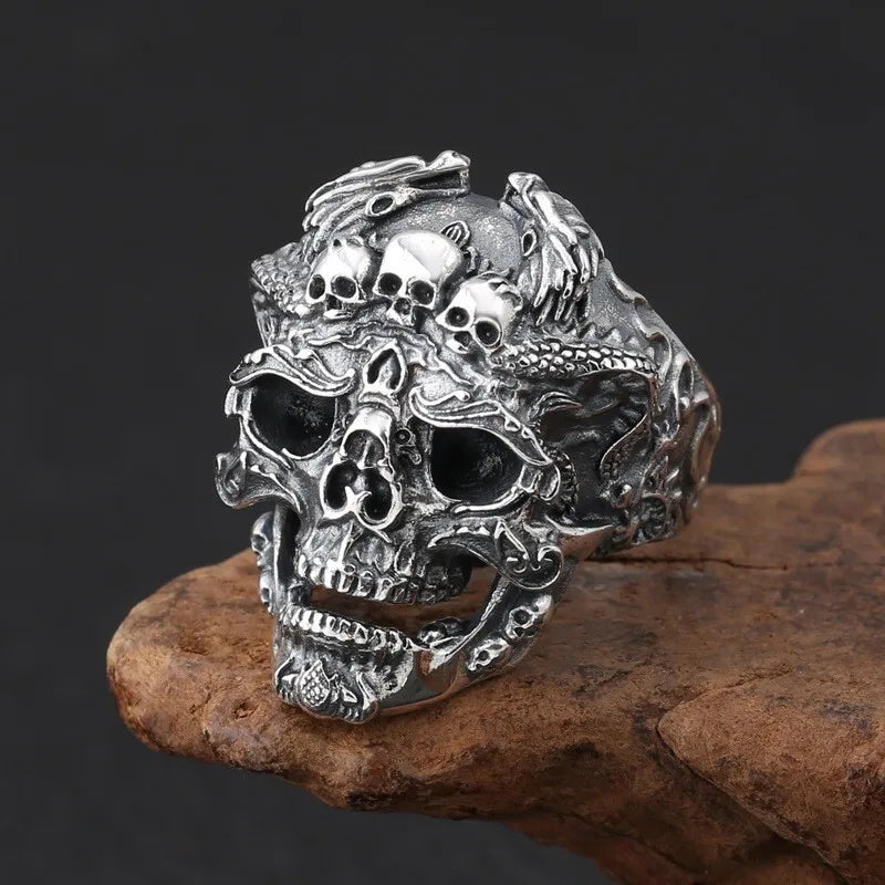 rock gothic jewelry ring male personality domineering men's ring vintage distressed skull trendy ring