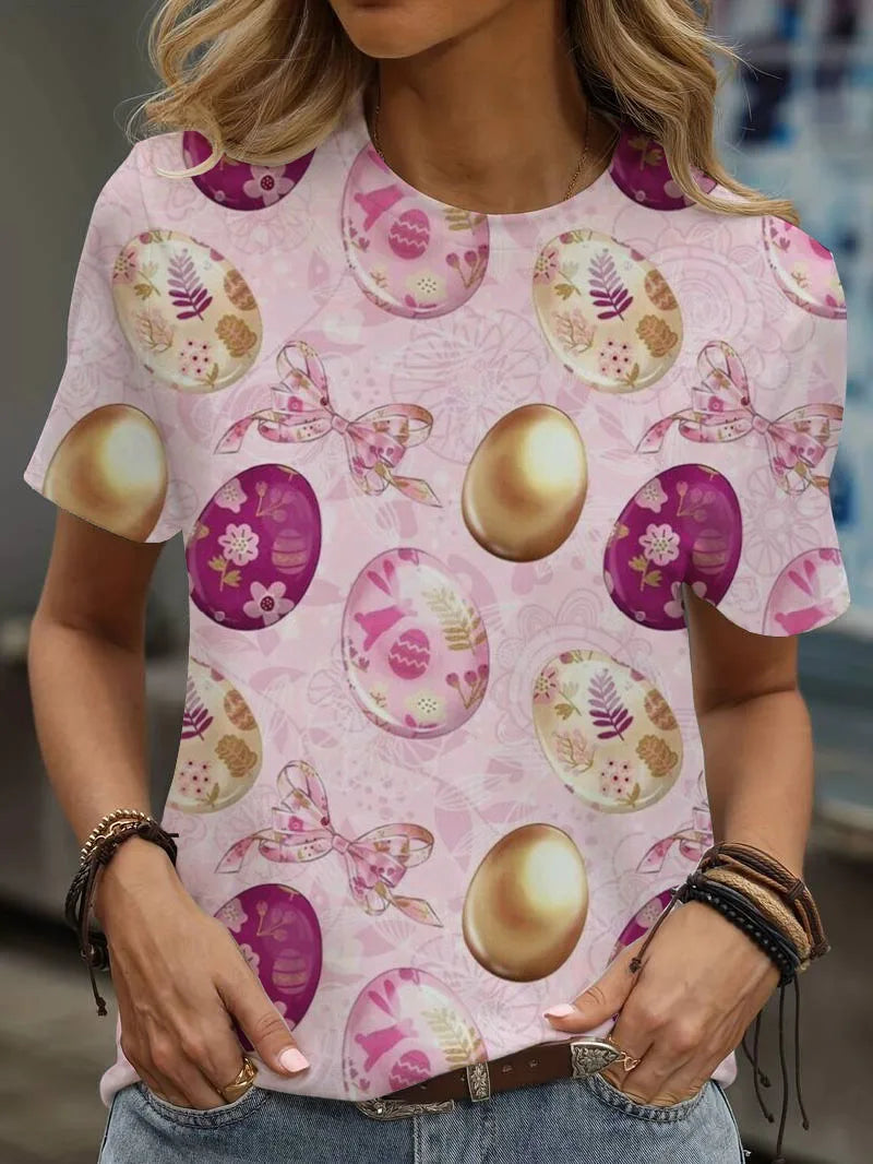 Print Tees Casual Street Tops Woman Clothing Short Sleeve Women's T-Shirt Chic