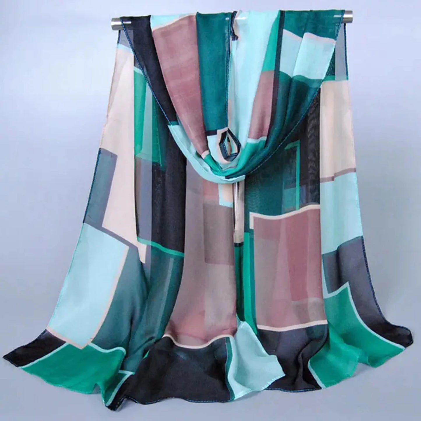 Elegant Geometric Square Thin Chiffon Scarf Fashion Shawl - Versatile and Stylish Accessory