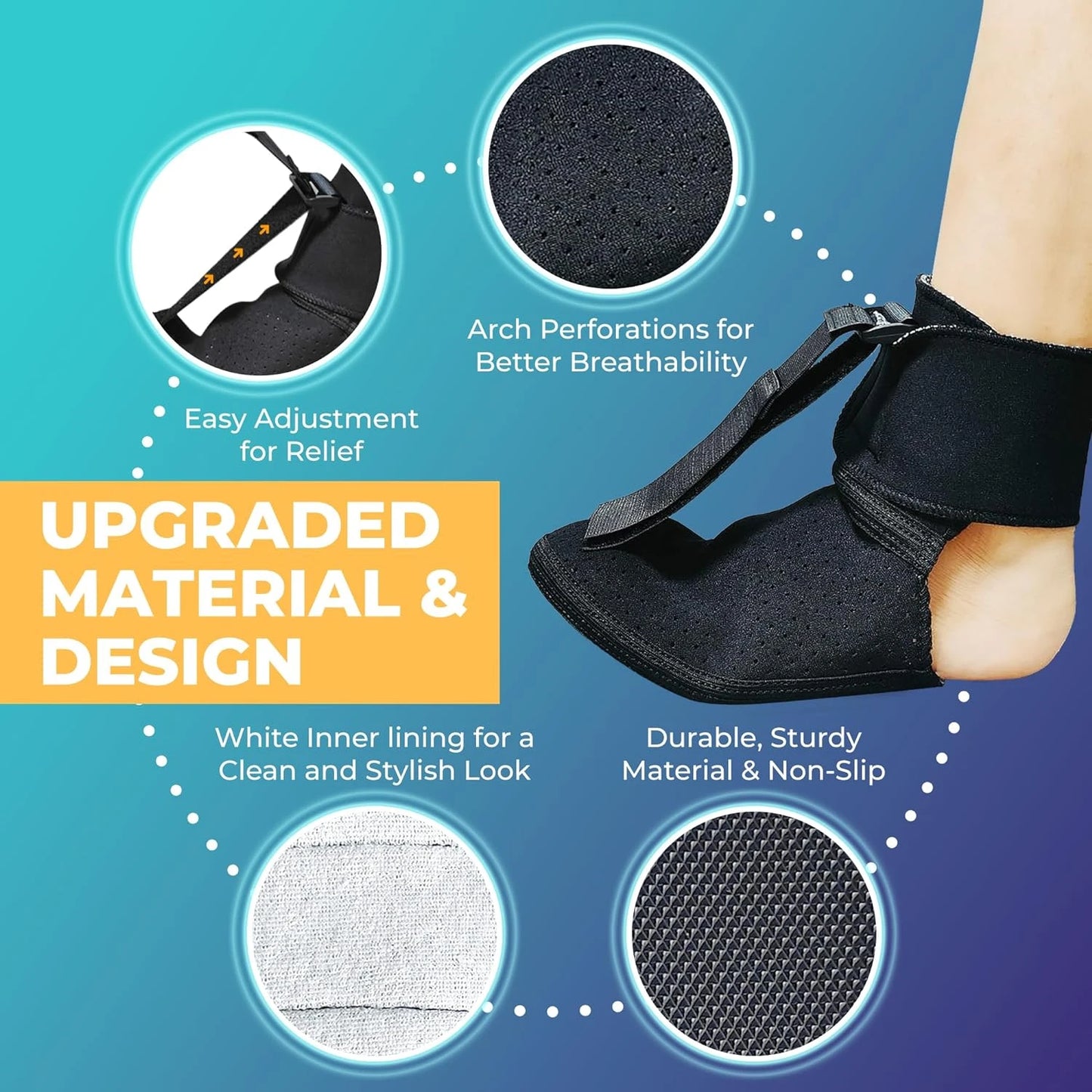 Comfortable Adjustable Foot Sleeve – Night Sock for Plantar Fasciitis, Large Size