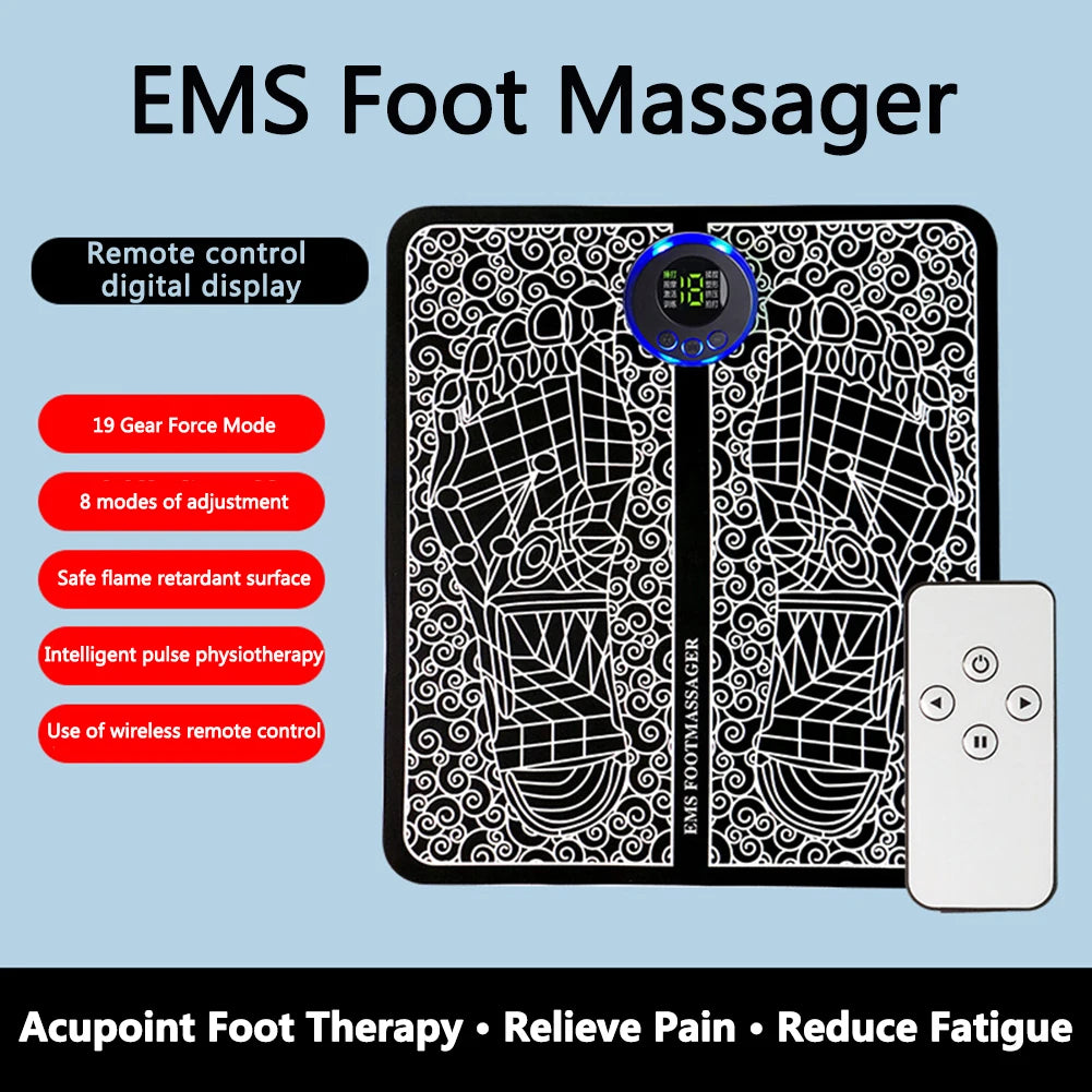 USB Electric Foot Massager Pad – Electro Stimulation, No Remote, US