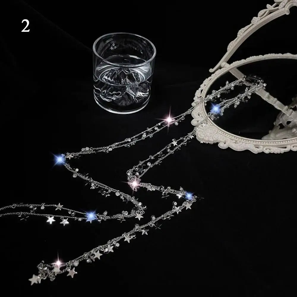 Fashion Rhinestone Chains Tassel Braided Hair Chain Shining Ponytail Hair Accessories For Women