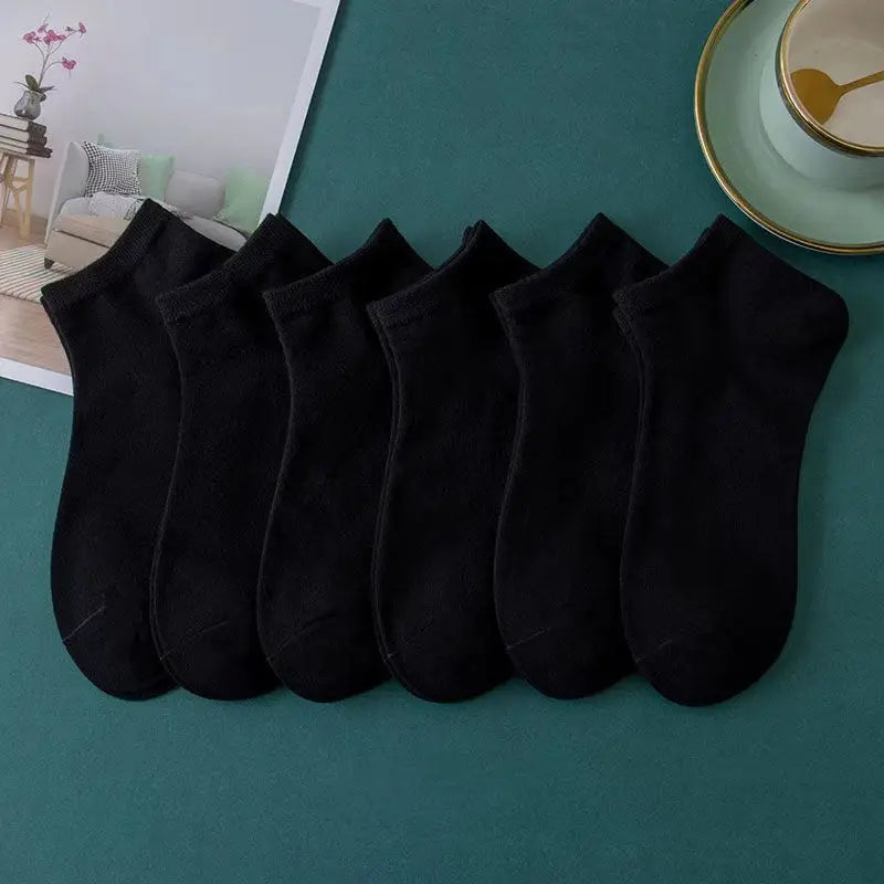 10 pairs/Men's Socks Spring/Summer Thin, Breathable, Soft Polyester Cotton Socks Black Casual Business Ankle Socks Boat Socks