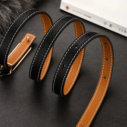 Double-sided use of women's leather belt decorated  fashion jeans wild trend luxury design top quality brand