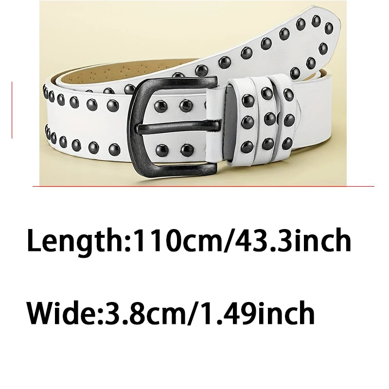 Retro Made Old Alloy Needle Buckle Belt Circular Rivet Women's Belt Rock Style Jeans Belt