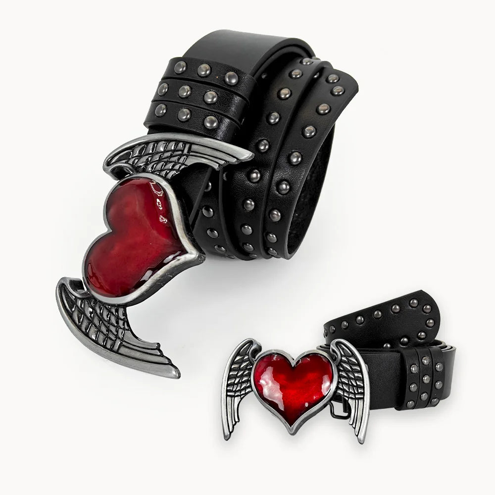 Jeans Belt sword red heart Gothic Fashion Belts For Women Designer Luxury Black Rivet Punk Accessory