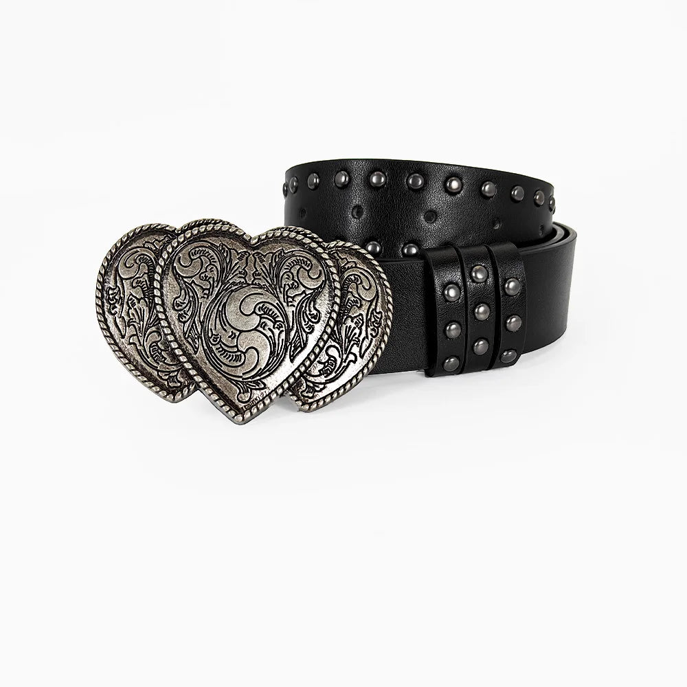 Jeans Belt sword red heart Gothic Fashion Belts For Women Designer Luxury Black Rivet Punk Accessory