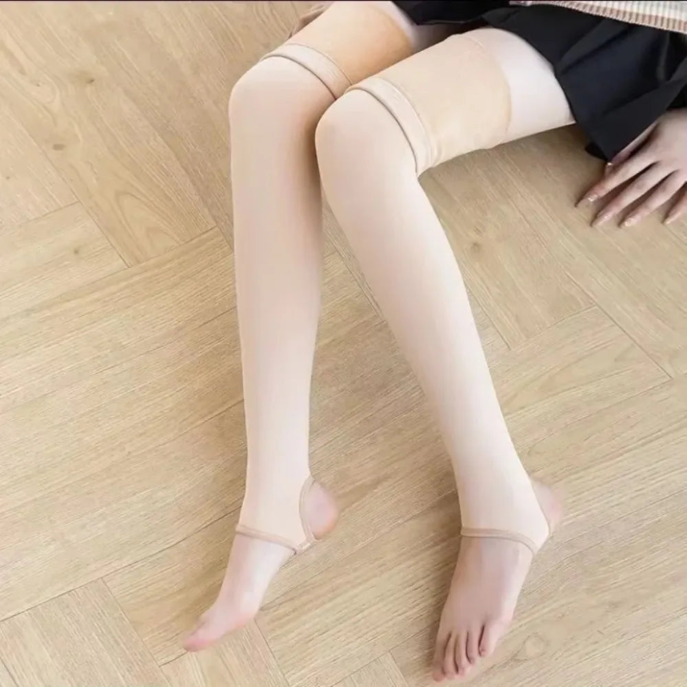 Plush Over Knee Long Socks Velvet Thick Knee Socks with Silicone Pad Anti Slip Thigh High Socks Winter Warm