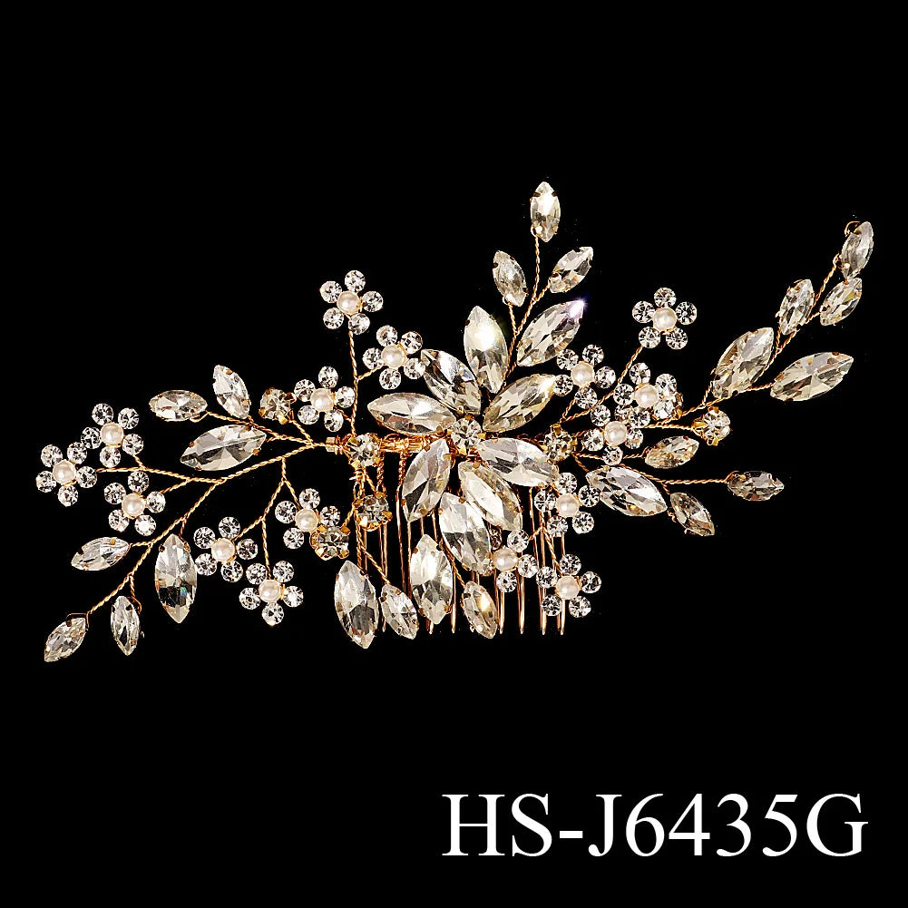 Golden Luxury Pearl Hair Comb Classic Jewelry Crystal Side Bangs Hair Clip For Women Elegant Headpieces