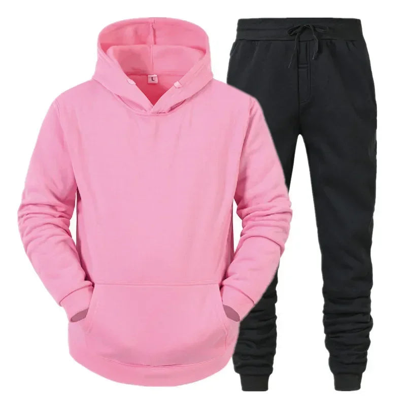 Basic Men/Women 2Pcs/Sets Sweatshirt Hoodies Pants Male Gyms Fitness Tops Joggers Sportswear Tracksuits