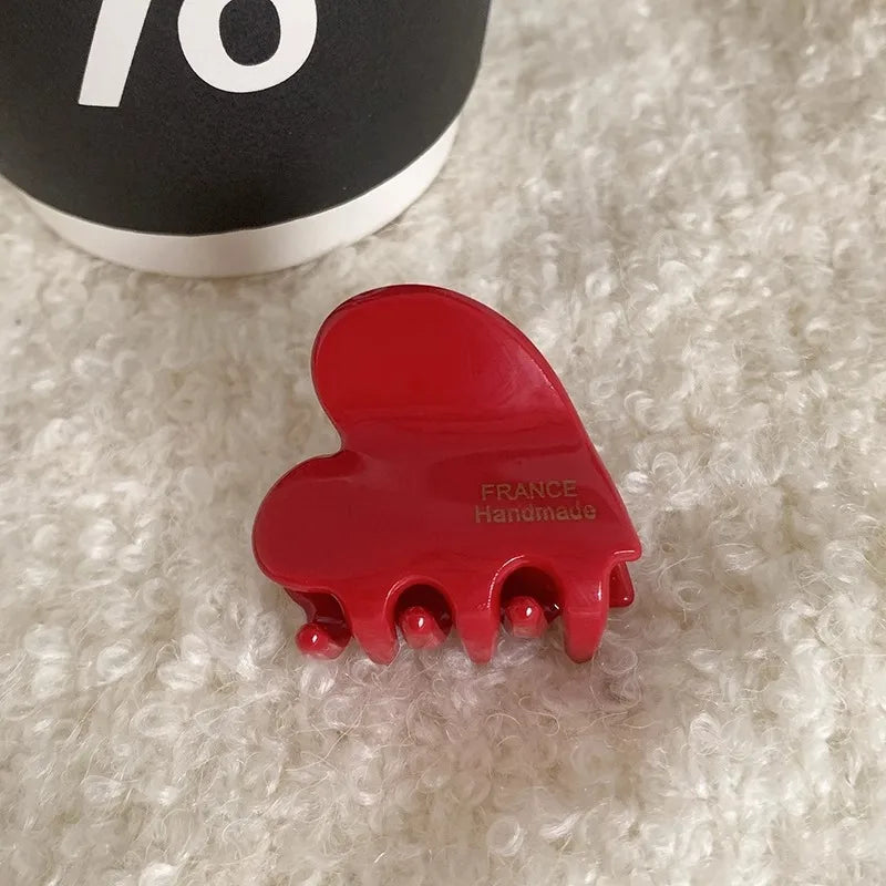 3.5cm Small Hair Claw Acetate Hair Crabs Cute Heart Shaped Hairclips Women Hair Accessories Hairpins Clips