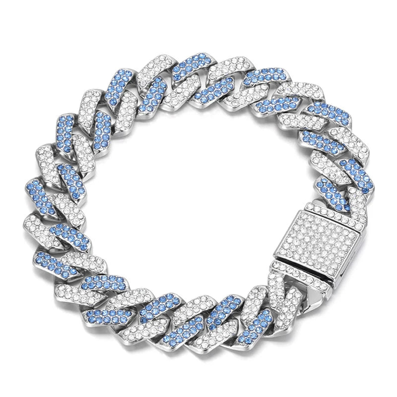 14mm Crystal Miami Iced Out Cuban Link Chain Bracelet For Men&Women Full Rhinestones Charms Jewelry Chain