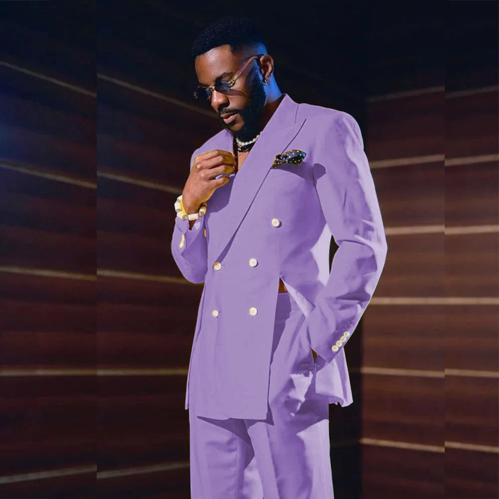 Fashion Men's Suits Special Style Double Breasted Peaked Lapel Luxury Blazer 2 Piece Jacket Pants Chic Blazer Customized