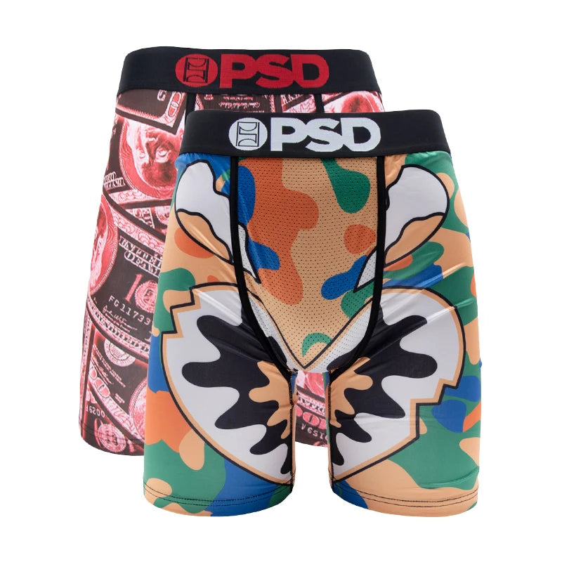 OZPSD 2Pcs Men Boxer Briefs Breathable Mens Underpants Men's Panties Plus Size L-2XL Print Mens Swimming Underwear Sexy Boxers