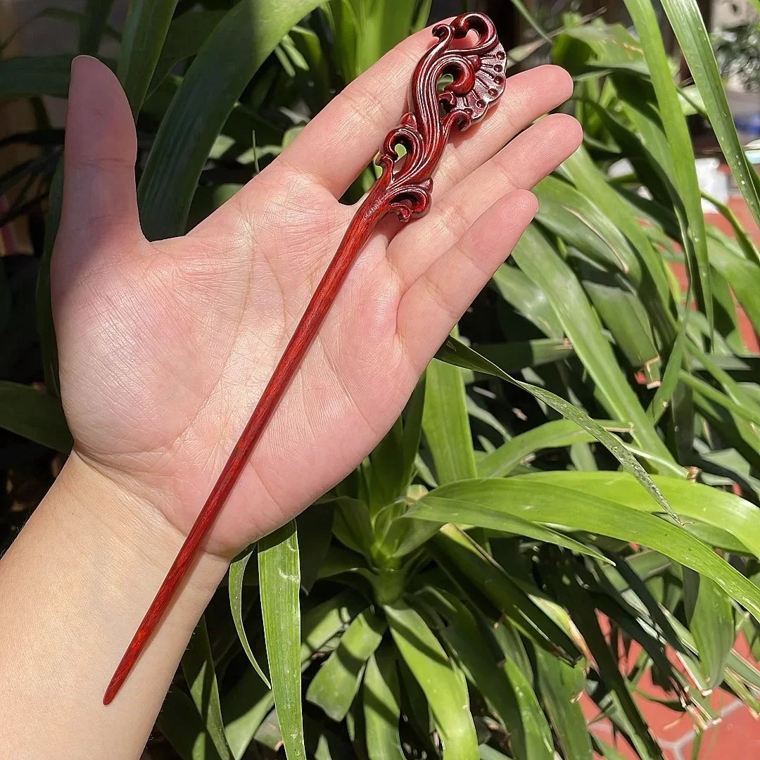 Chinese Retro Style Peach Wood Handmade Carved Hairpin Hollow Out Hair Stick Hairpin Women Hair Styling Tools Hair Accessories
