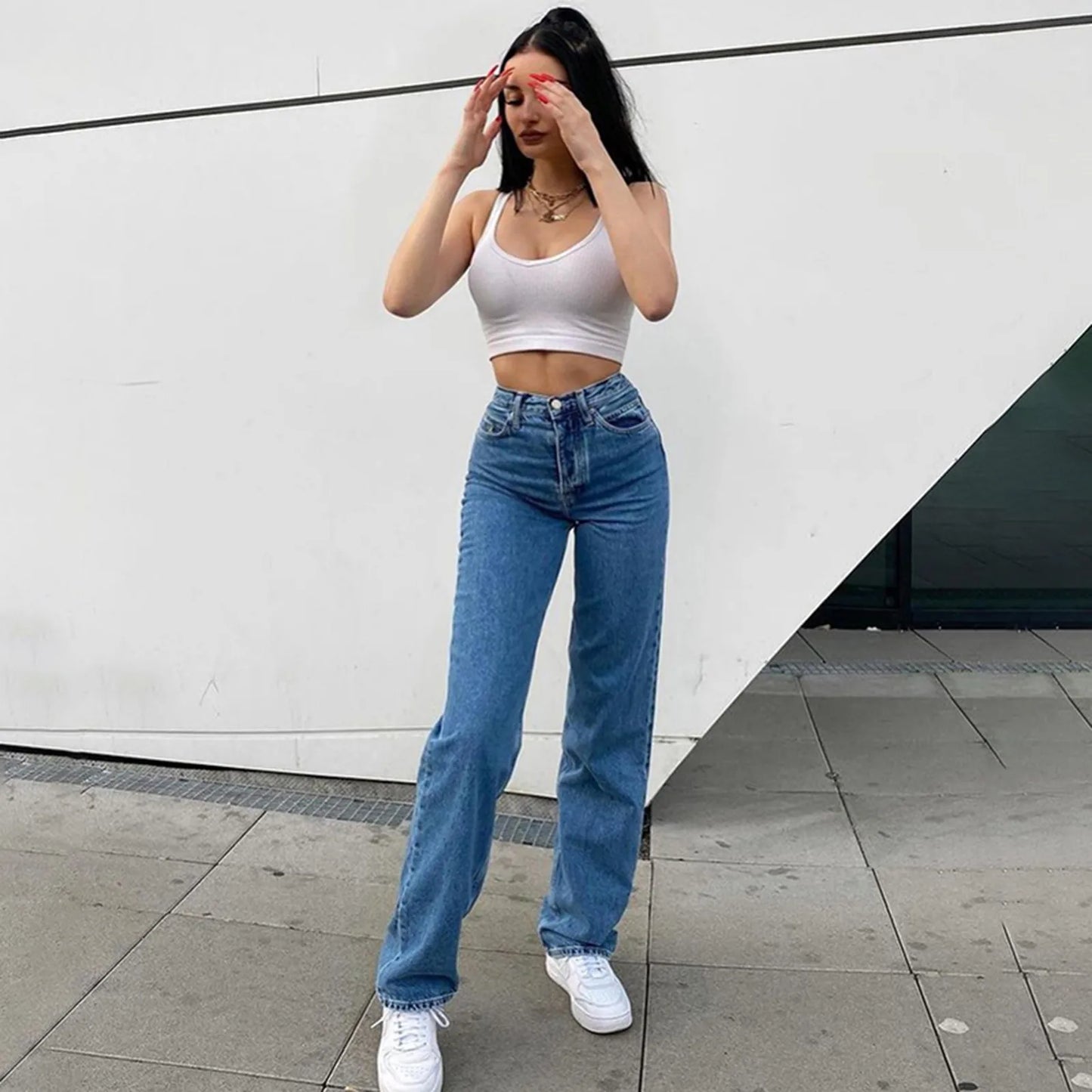 Butterfly Jeans Pants Hip Hop Streetwear Women's Fashion High Waist Wide Leg Pants Female Denim Trousers