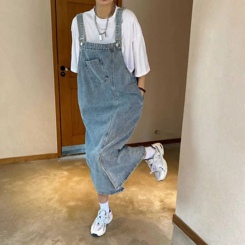 Denim Overall Dress Women Sleeveless Jeans Dresses Fashion Female Solid Slip Casual Loose  Strap Dresses