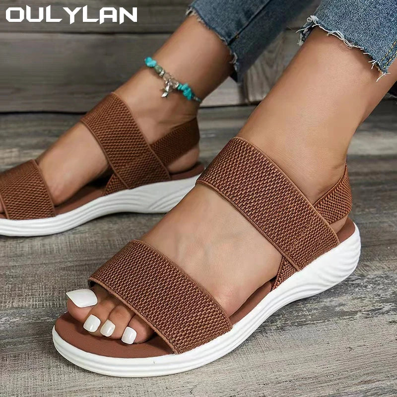 Women Summer Fashion Sandals Mesh Casual Sports Sandals Flying Woven Flat Shoes Sandals