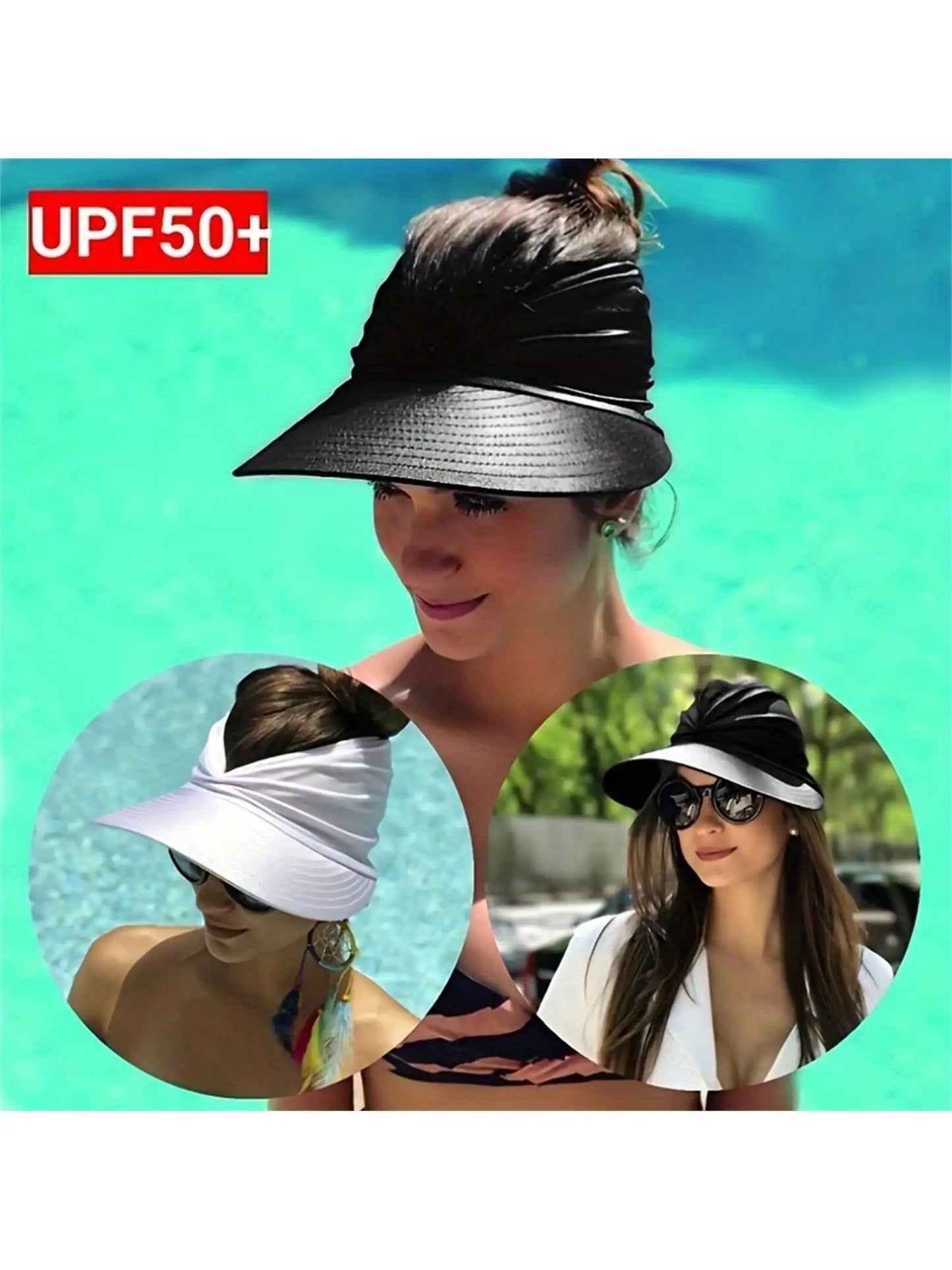 Sun Visor Hat Wide Brim Summer UV Protection Beach Sport  Packable Summer Beach Hats
