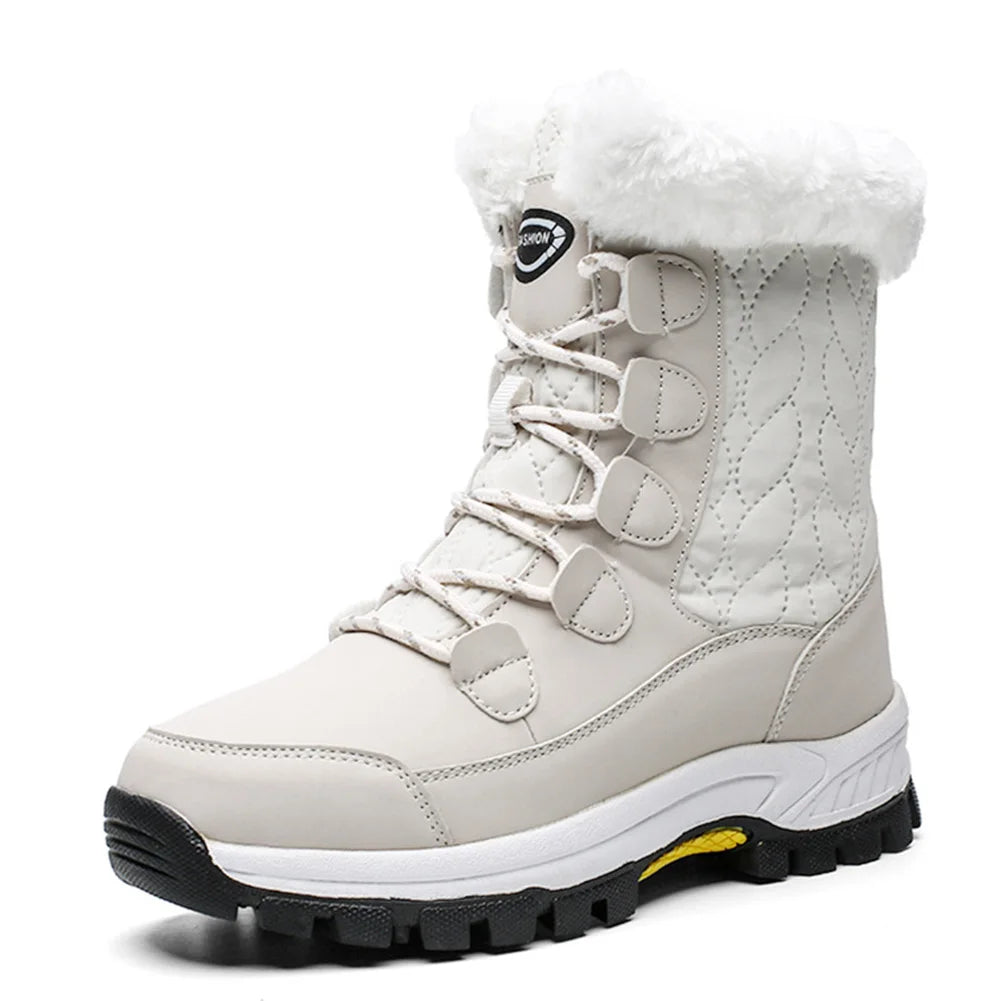 Waterproof Walking Shoes Comfortable Lightweight Snow Ankle Boots Mid Calf Water Resistant Snow Shoes Lace Up