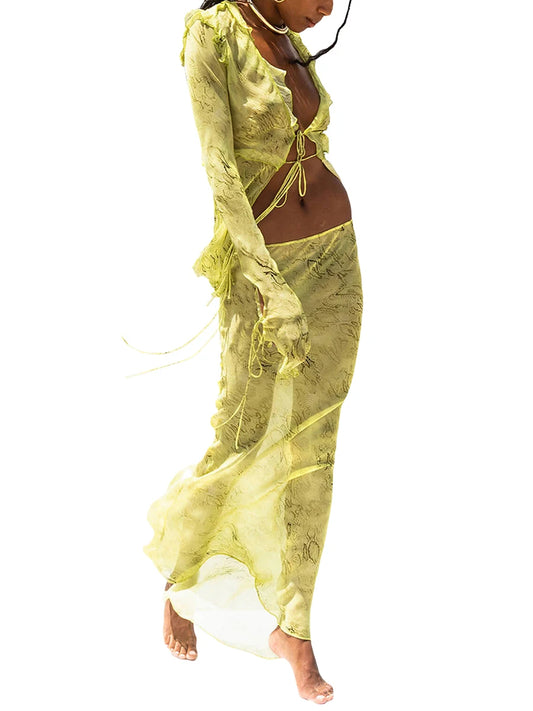 Women s Floral Print  Crop Top and High Waist Maxi Skirt Set for Summer Beach Vacation Outfits