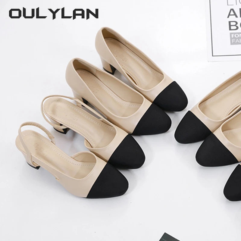 Fashion Sandals Sandals High Heels Shoes Two-tone Splicing Classic Work Sandals Shoe