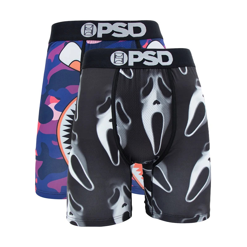 OZPSD 2Pcs Men Boxer Briefs Breathable Mens Underpants Men's Panties Plus Size L-2XL Print Mens Swimming Underwear Sexy Boxers