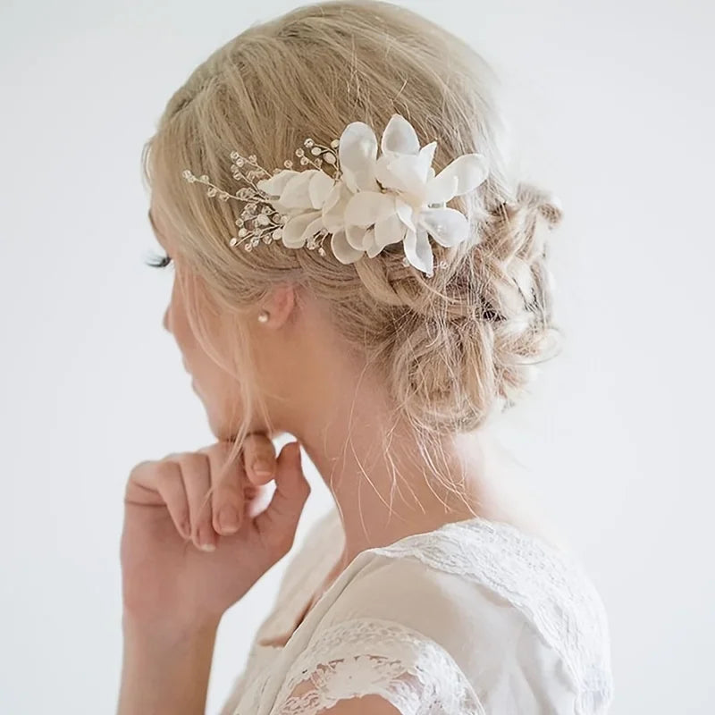 Trendy Silver Color Crystal Flower Hair Clips Hairpin For Women Bride Handmade Bridal Wedding Hair Accessories Jewelry Headpiece