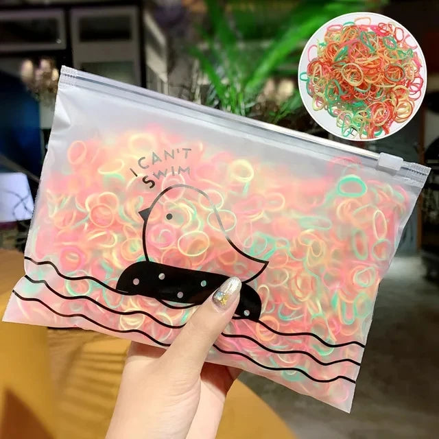 1000pcs/Pack Colorful Small Disposable Rubber Bands Gum For Ponytail Hold Scrunchie Hair Bands Fashion Hair Accessories