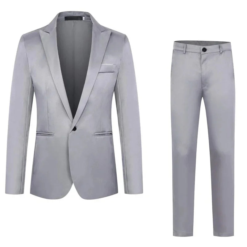 Men's Fashionable Business Casual Suit Slim Fit Western Style Clothes 2-Piece Set Wholesale Cross-Border E-commerce