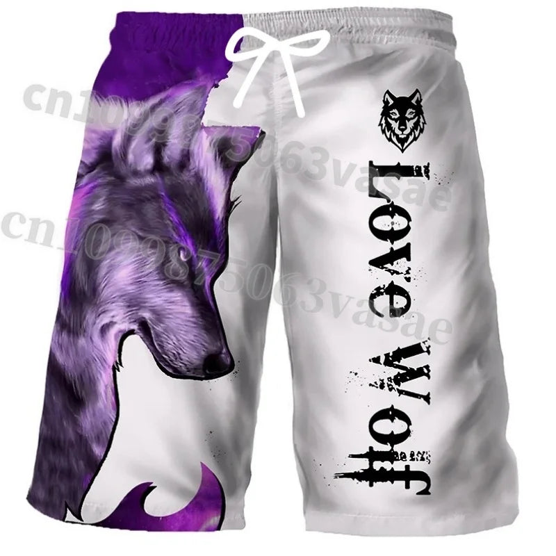 Cool Tiger Lion Wolf Summer Swimsuit Shorts Surfboard Quick Drying Swimsuit Sports Underwear Men's Beach Shorts Adult