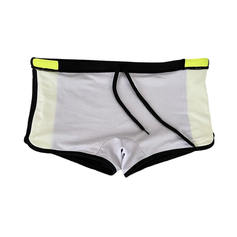 Sexy Mens Side Split Swimming Trunks Summer Nylon Quick Dry Bathing Suit Fashion Male Sport Beach Running Surfing Board Shorts