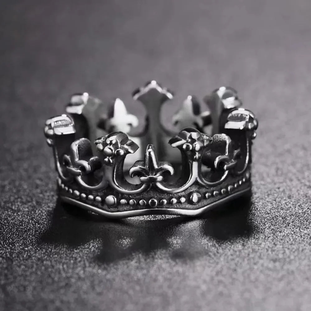 Classic Retro Crown King Ring Personalized Creative Fashion Trend Ring Men and Women Niche Street Party Ring