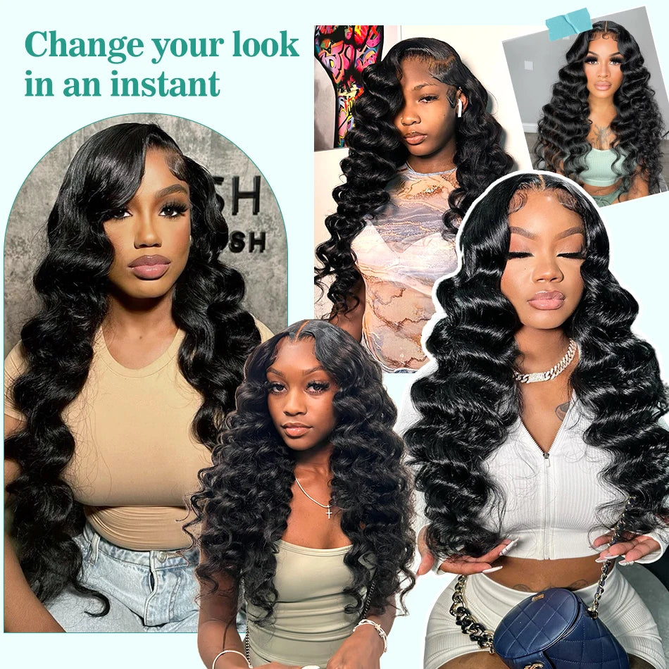 HD 13X6 Curly 220% Loose Nature Wave Lace Front Human Hair Wigs Transparent 30 34 Inch 13x4 Deep Water Wave Lace Frontal Wig