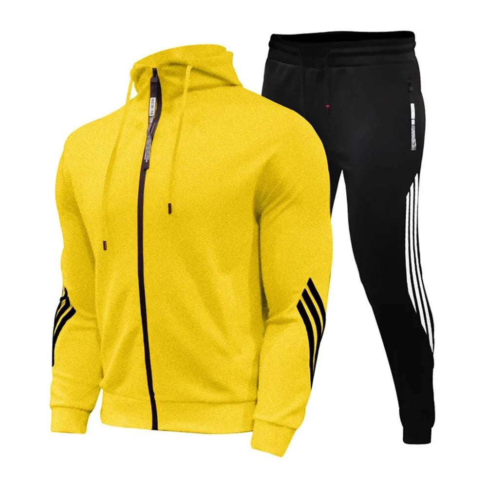 Men's jogging suit, sweater, hoodie, jacket, sweatpants, 2-piece suit, men's fashion casual autumn and winter jacket.