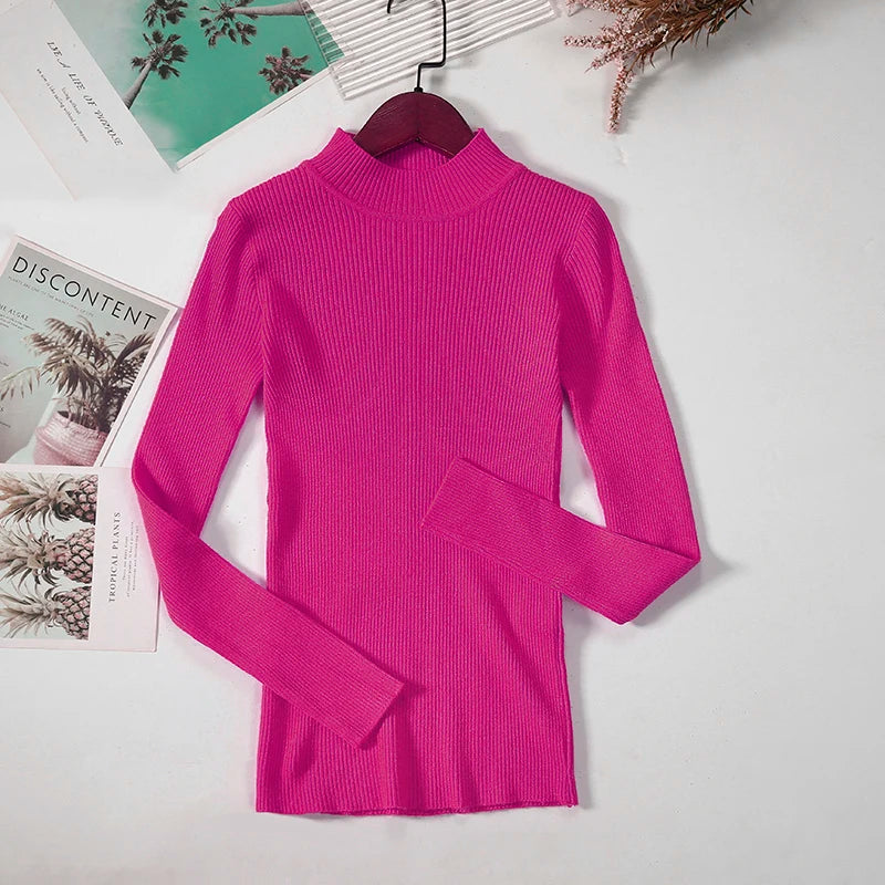 Women's Turtleneck Sweater Knitted Soft Pullovers cashmere Jumpers Basic Solid Soft Sweaters Women Autumn Winter Casual Top