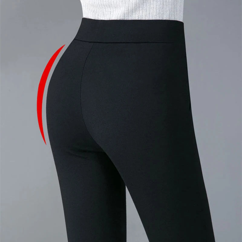 Thin & Thick Warm Winter Pencil Pants Women's Pin Stripe Skinny Trousers  Clothing Leggings