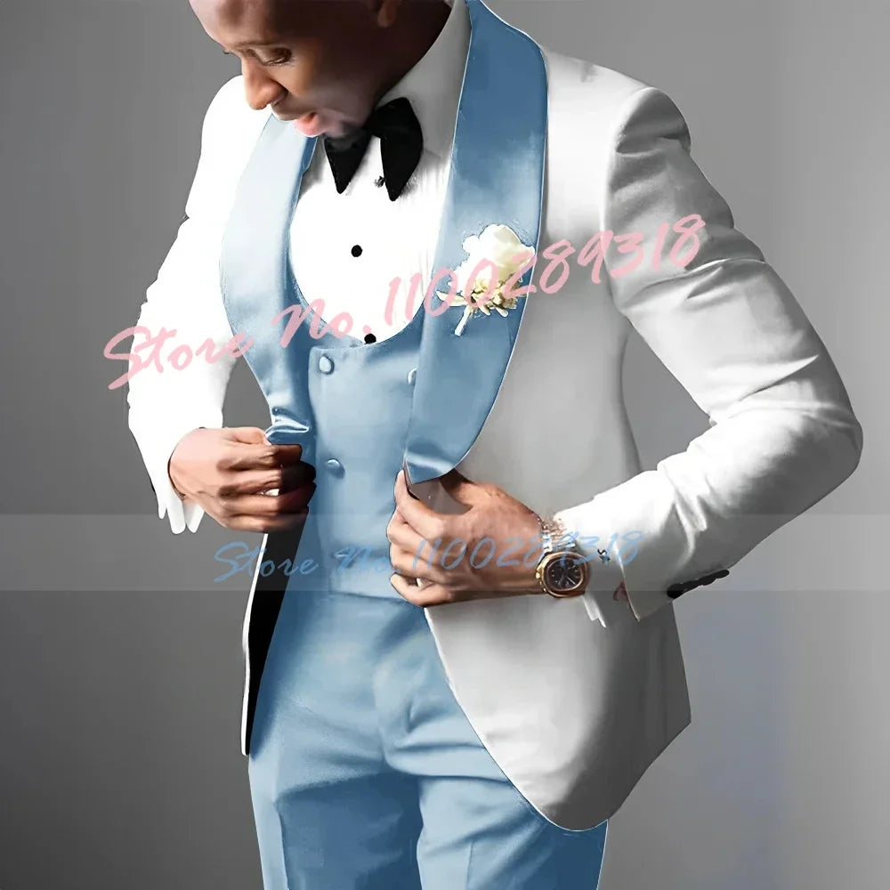 Men's Wedding Tuxedo Elegant Men's Suit Jacket Pants Vest 3-piece Set Wedding Suits for Men