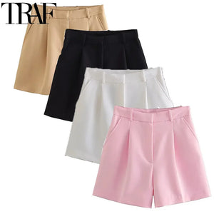 Shorts Woman Pleated Baggy Shorts For Women Casual High Waist Short Pants