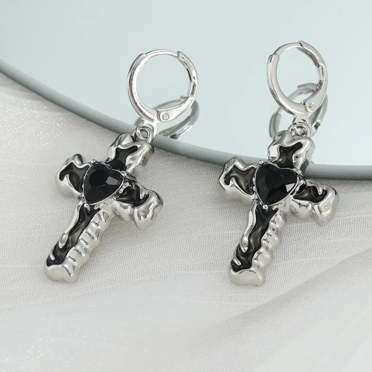 Simple Silver Color Star Earrings for Women Opal Stone Heart Hoop Earrings  Daily Wear Jewelry