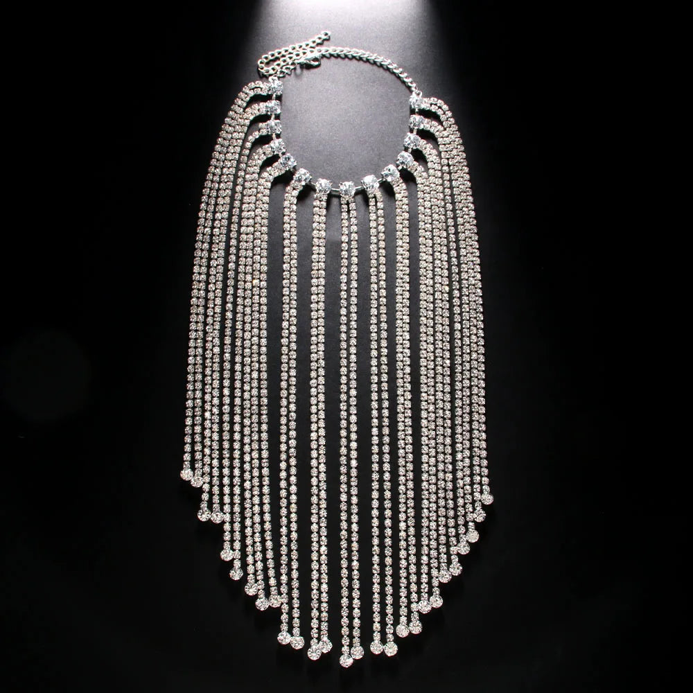 Fashion Tassel Bracelet Chain Long  Wrist Decoration Exquisite Geometric Rhinestone Open Bangle