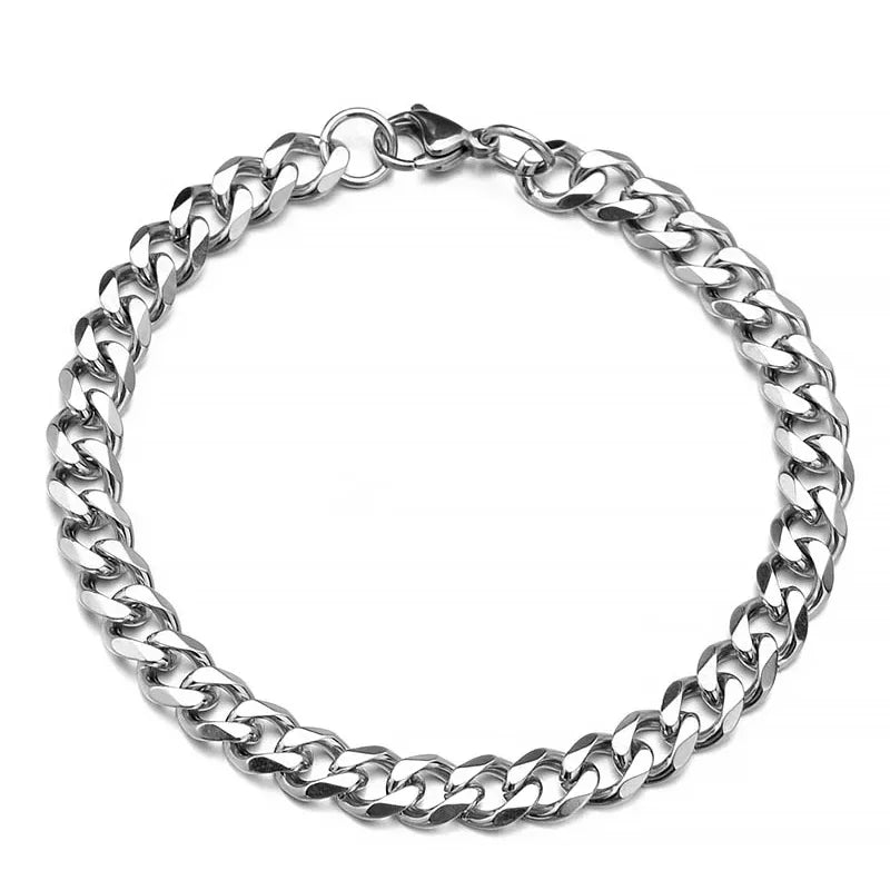 Fashion Stainless Steel Men Curb Cuban Chain Bracelets Women Bracelet on Hand Unisex Wrist Hand Jewelry