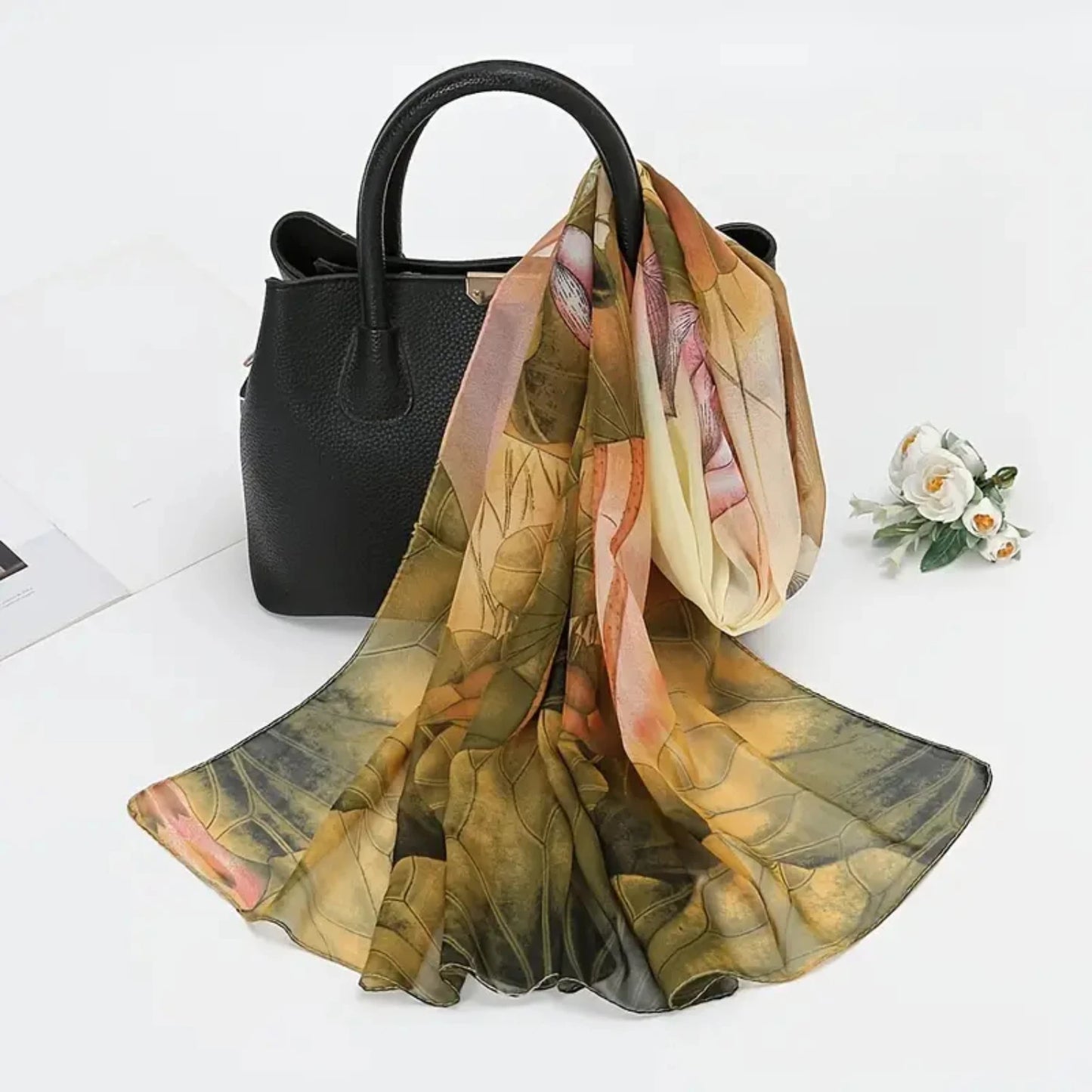 Elegant Floral Print Lightweight Scarf Shawl for Women - Stylish Fashion Scarves for Sun Protection & Trendy Look
