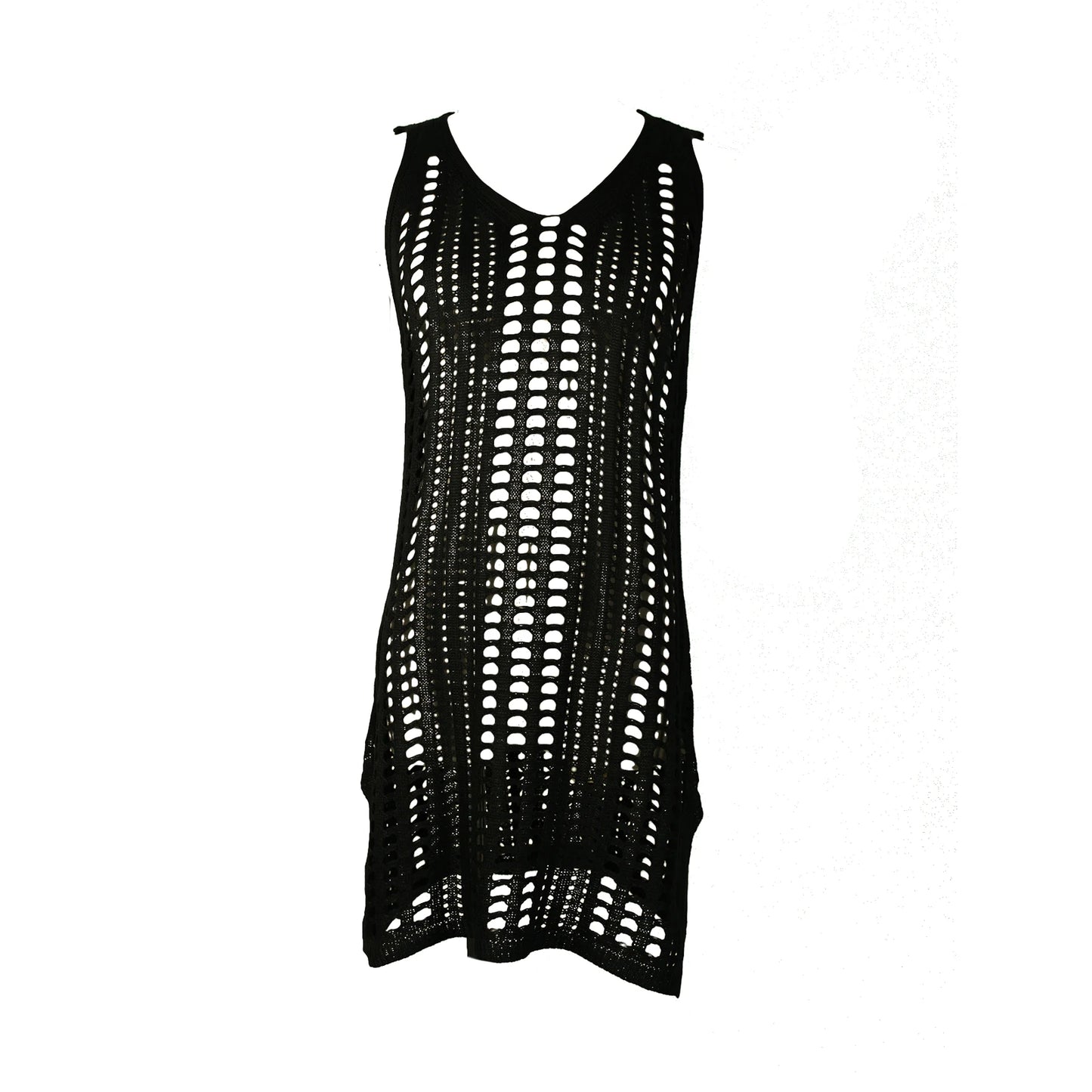 Mesh Hollow Out  Elegant V Neck Sleeveless Crochet Swimsuit Cover Up