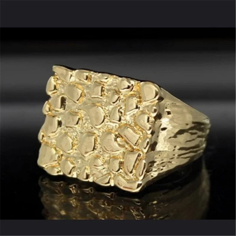 Jewelry Hollowed-out Ring Electroplating Protection Wear Resistant Men's Ring Personality Uneven Bumpy Rings