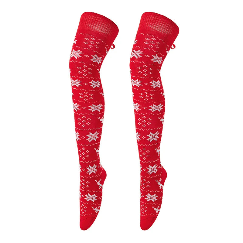 Cable Knit Over the Knee Socks for Winter Cozy Thigh High Stockings with Pom Pom Trim and Faux Fur Cuff